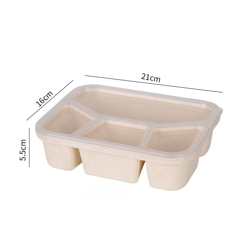 Student Square Lunch Box 4 Compartments, Bento Box Snack & Dry Fruit Container, Food Storage Snack Plate, Leak-Proof