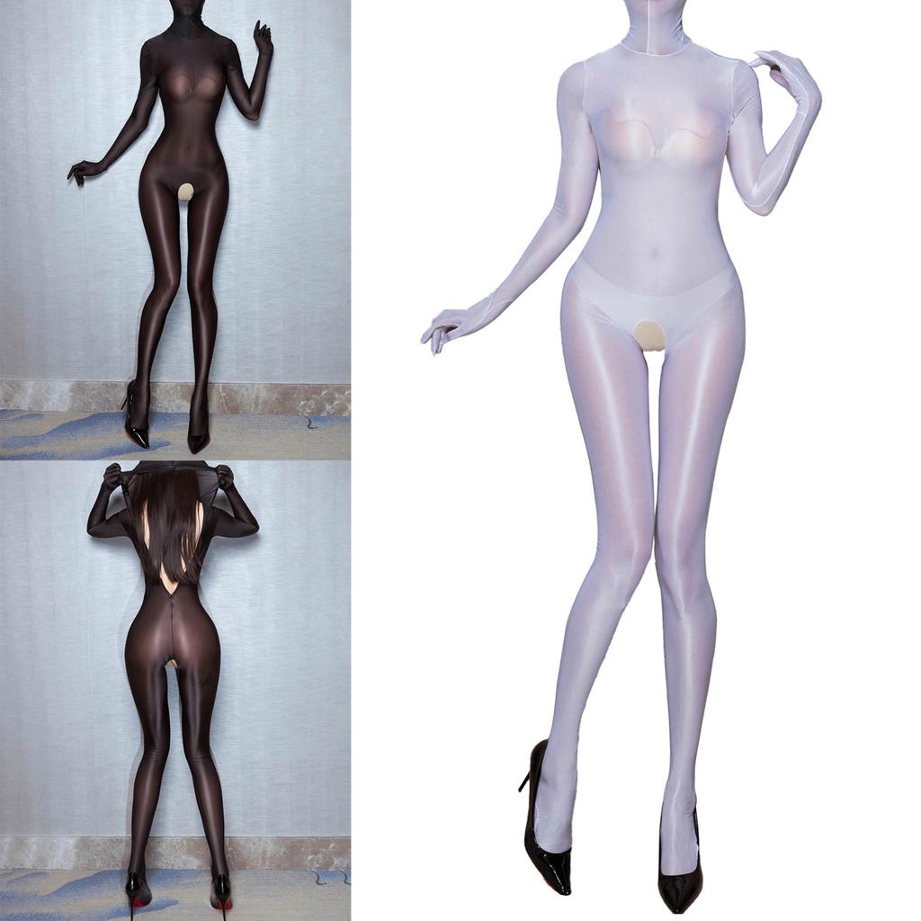 Skinnende høyelastiske strømpebukser for kvinner Ultratynn glatt strømpebukse Bodystockings Voksen Cosplay-kostyme Klubbtøy
