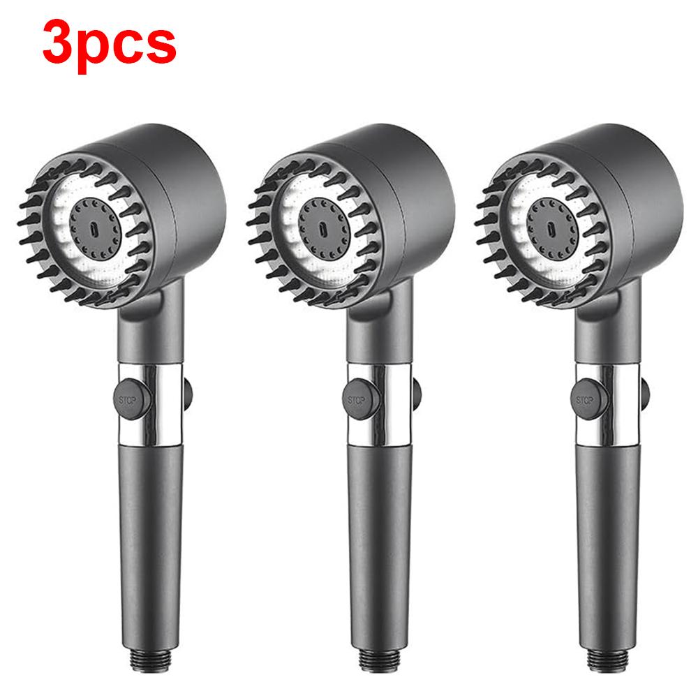 4 Modes Handheld Shower Head with Brush Cotton Filters One-click Stop Water Saving High Pressure Showerhead for Bathroom