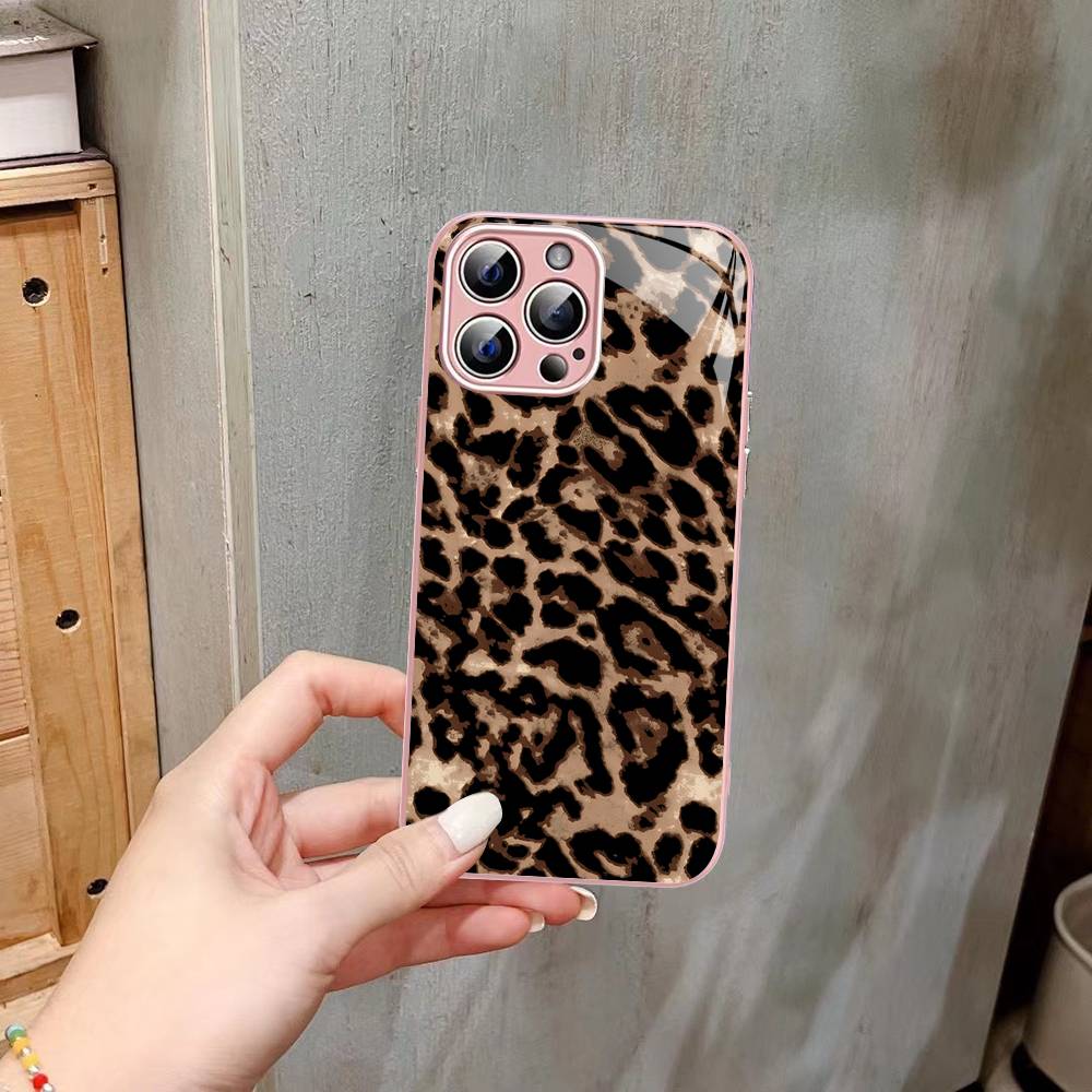 Verre Trempé Motif Léopard Guépard Pour Iphone 14 13 12 11 Pro Mini XS MAX 14Plus X XS XR Coque