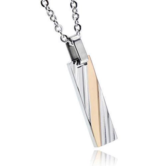 

Napist Slash Plate Necklace Pink Gold Surgical Stainless Steel Flat Azuki Accessories Gift Box Included NPNS043R [316L / Chain] Women s