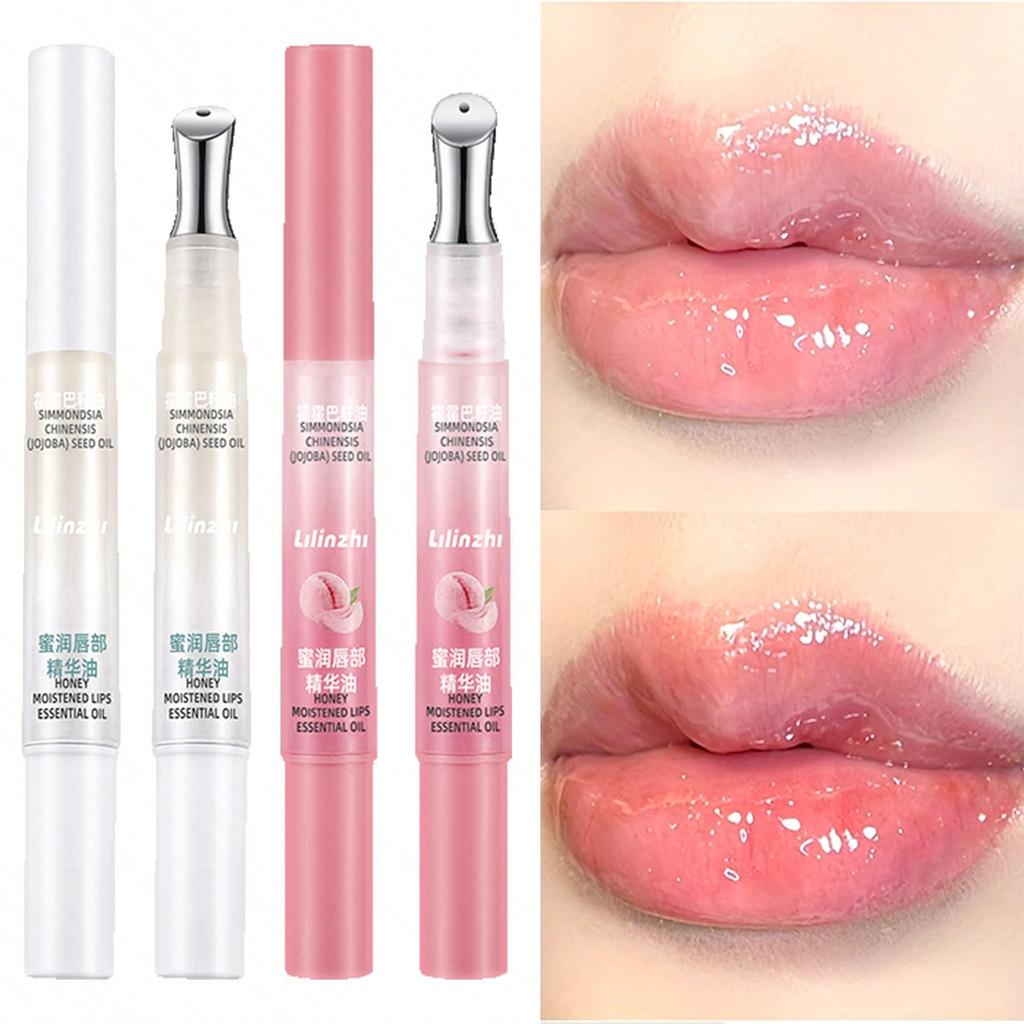 1pc Transparent Lip Gloss, Non-Sticky Lip Oil, Original/Peach Flavored Tinted Lip Gloss, Reduces Lip