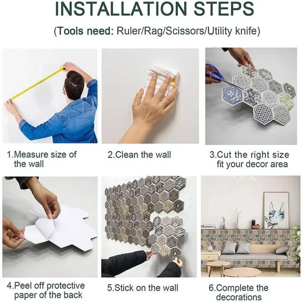 10pcs 3D Peel and Stick Wallpaper,Faux Stone Tiles Stickers,Self-Adhesive Brick Grain Wall Paste,for TV Background Home Decor