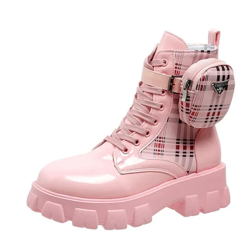 Fashion Women Platform High Top Fashion Boots Side Zipper Lace-up Versatile Warm Women Boots New In Women's Boots Mujer