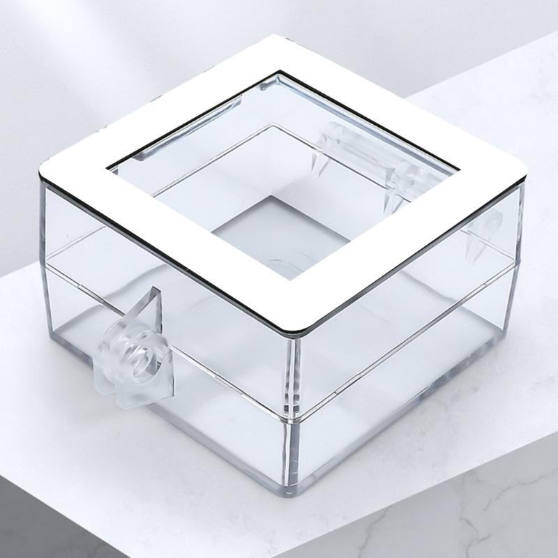 Clear Square Push Button Cover with Lift Lid and Adhesive Base for Equipment Box Areas and Face Mount Use Daily
