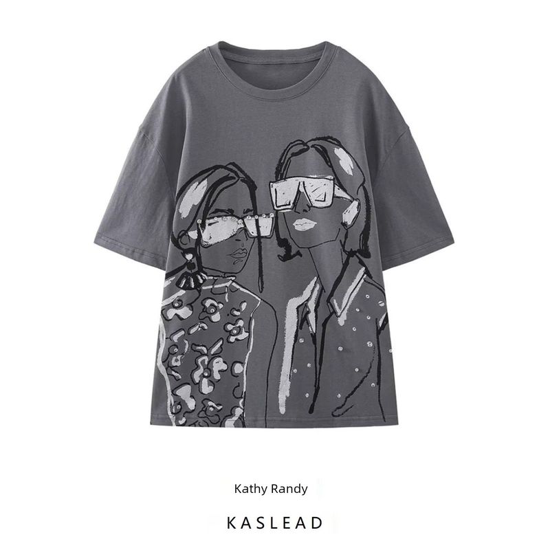 Women's Kaslead Fashion Style Print Short Sleeve T-shirt