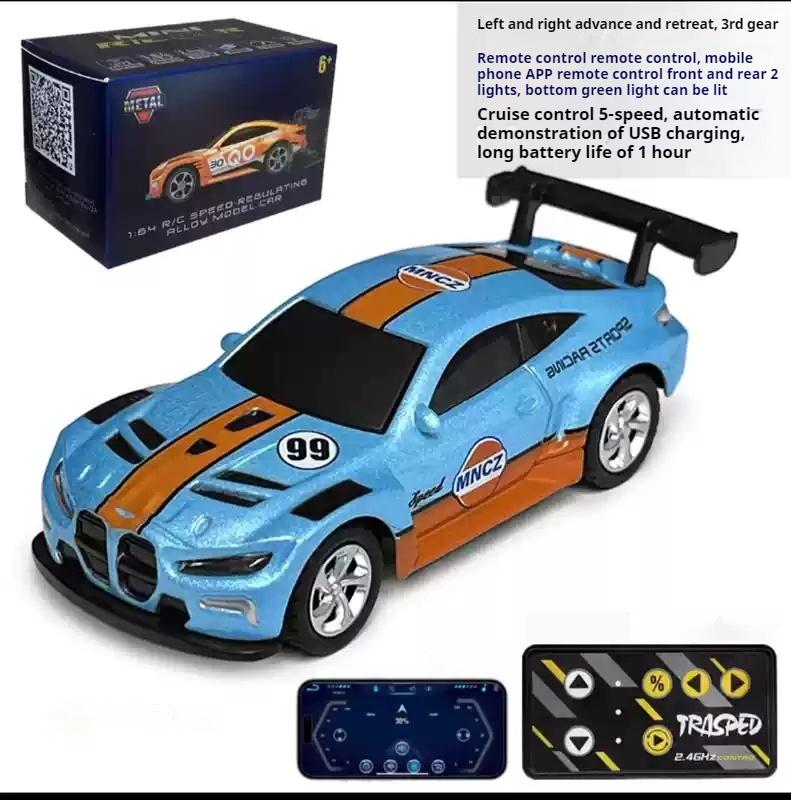 In Stock 1:64 Rc Car High Speed Regulating Alloy Mini Remote Control Racing Car APP Multi-Mode Control 2.4G Car for Kid Gift Toy синий