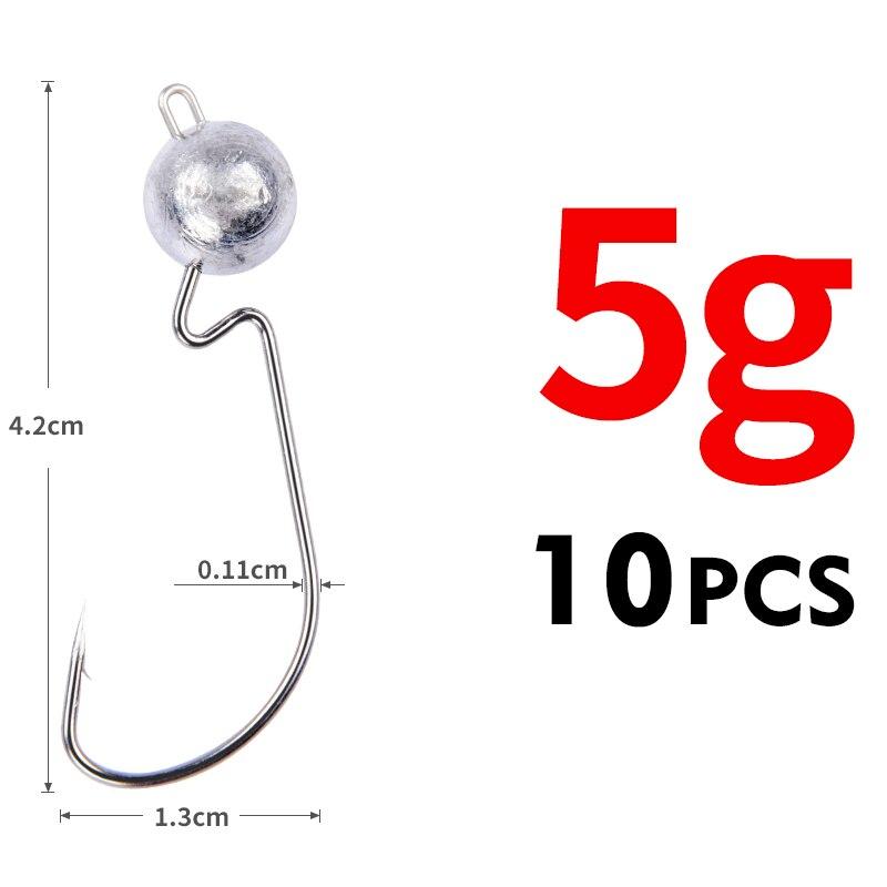 MEREDITH 10pcs/Lot Exposed Jig Head 3.5g 5g 7g 10g 14g Head Hook Jig Baits Fishing Hooks Jigging Fishing Accessories