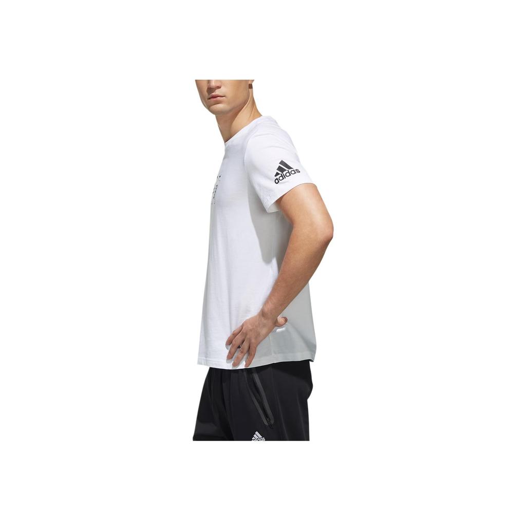Adidas Sports Lifestyle Series Breathable Straight-Cut Casual Printed Short Sleeve T-Shirt Men Tops White FK4410