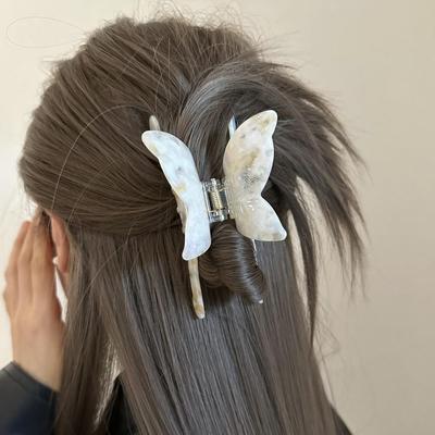 French Gentle Acetate Butterfly Wing Hair Clip - High-Grade Texture Bun Shark Clip Hair Accessory