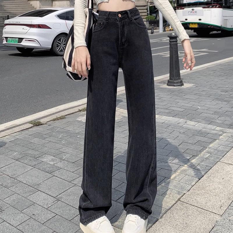 Women's High-Waisted Wide-Leg Jeans - Autumn New Style, Casual Loose Fit, Floor-Length Pants