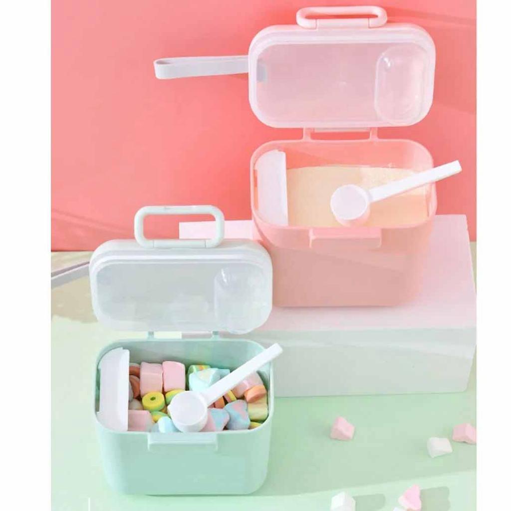 Milk Powder Storage Box PP Shell BPA Free Portable Baby Milk Powder Container Box with Lanyard Green