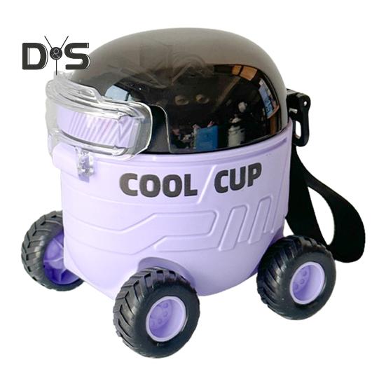 

Бутылка для воды в виде мультяшного автомобиля с трубочкой, герметичная, 550 мл, симпатичная детская чашка для воды, дизайн в форме автомобиля, для школы, спорта, путешествий фиолетовый