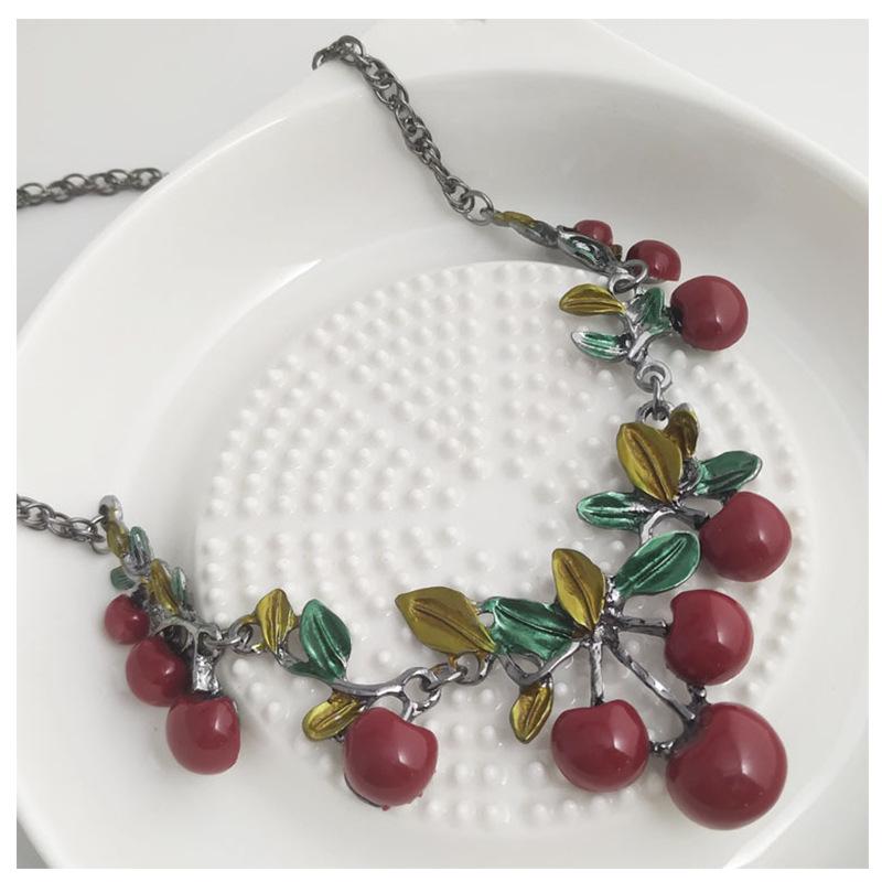 Top-Selling Cherry Necklace & Earring Set - Women's Trendy Choker Accessories