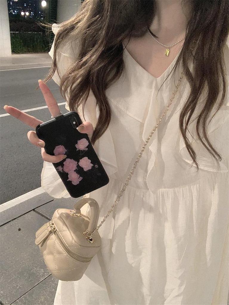 Sweet Campanula Dress - French Preppy Style, Waist-Hugging, Slimming, with Ruffles