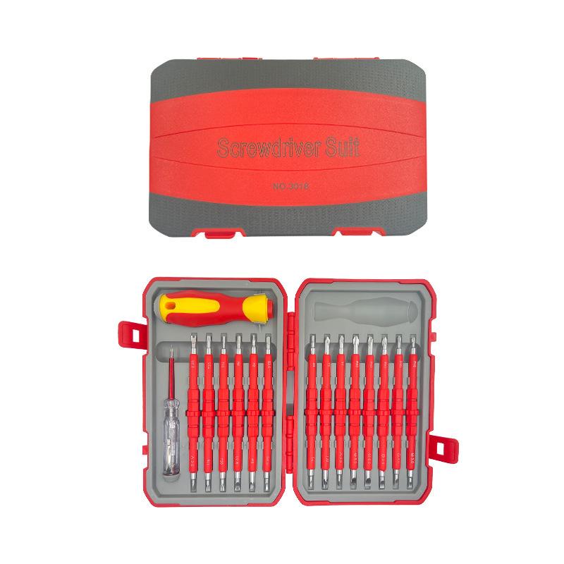Изолированный ударопрочный набор отверток 29-в-1 для электриков: Различные типы крестовых и шлицевых