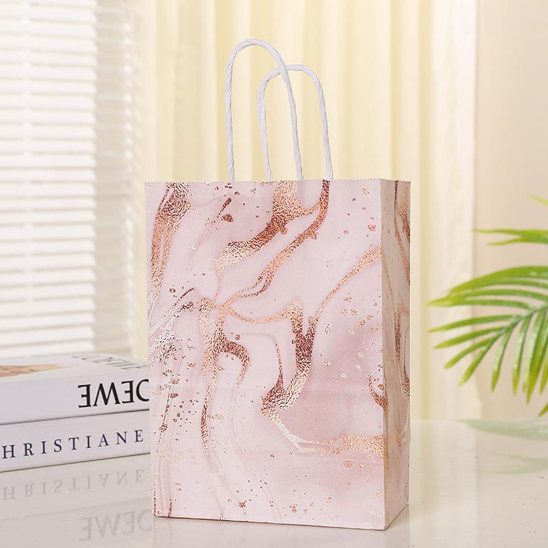 5 ks Dárková taška z kraftového papíru s mramorovým designem a uchem, Balicí tašky na narozeninovou oslavu, Svatba, Dárky pro hosty, Potřeby pro Eid a Ramadán
