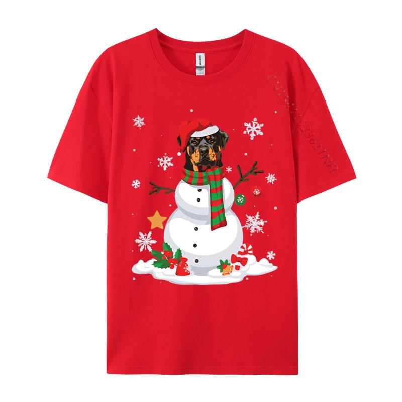 Funny Snowman Rottweiler Dog Santa Tshirt Black Cotton Tops  Tees Gift Cheap Custom T Shirt Brand Clothing