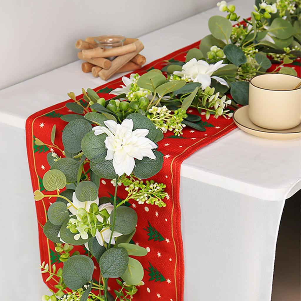 Eucalyptus Garland With Flowers For Table Wedding Wreath 6FT Artificial Eucalyptus Garland Floral Greenery Garland For Table