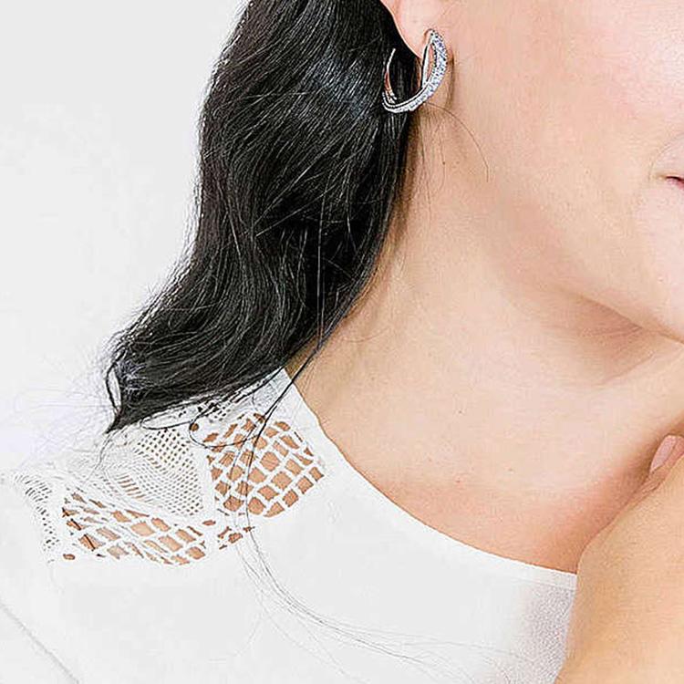 Swarovski Twist Rhodium Plated Pierced Earrings Women earrings Blue 5582807