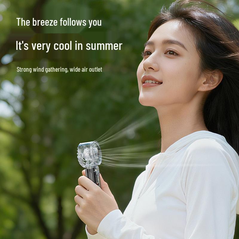 Rechargeable Mini Handheld Fan - Portable, High-Speed Transparent Wind Cannon