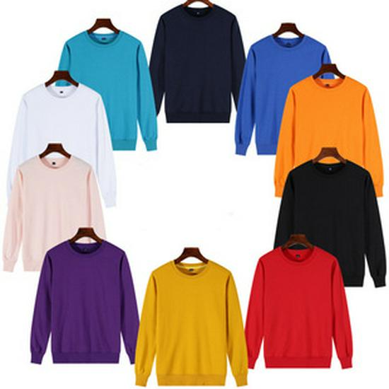 Men's Heavyweight Fleece-Lined Crew Neck Sweatshirt - Loose Fit, Solid Color, Long Sleeve.