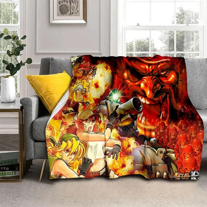 Retro Game Metal Slug Gamer Cartoon Blanket,Soft Throw Blanket for Home Bedroom Bed Sofa Picnic Travel Office Cover Blanket Kids