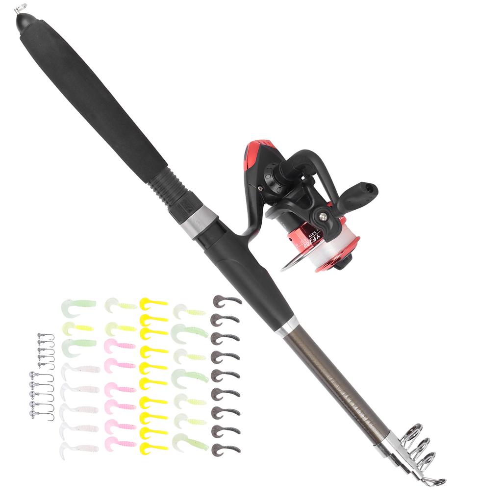 Telescopic Fishing Rod and Reel Combo Kit with Lure Outdoor Fishing Accessory with Carry on Bag