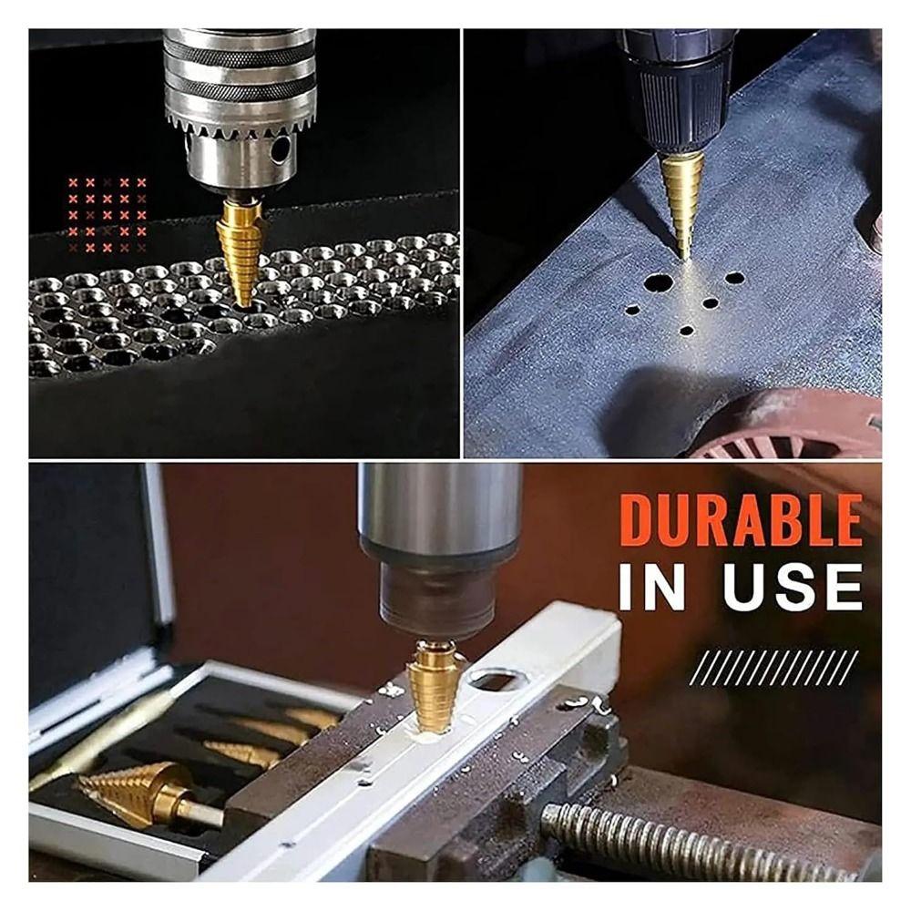 6/7Pcs 4-12mm 4-20mm 4-32mm Step Drill Bit Set Anti Rust Quick Change Bits Set Wood Drilling