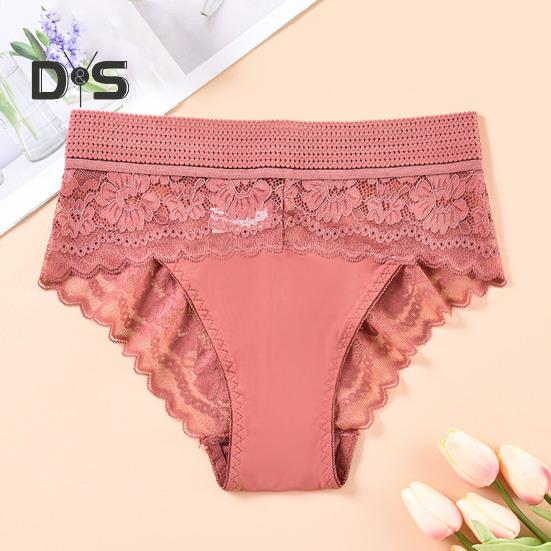 Women Underpants High Waist Hollow Out Lace Soft Breathable Anti Septic Stretchy Moisture Wicking Flower Embroidery Mesh Lady Panties Briefs