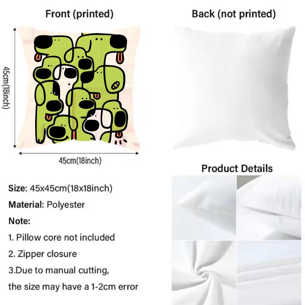Abstrakt Hund Kuddfodral 2-i-1 Vändbart Plysch Kuddfodral | Bil/Soffa/Säng | Perfekt Gåva