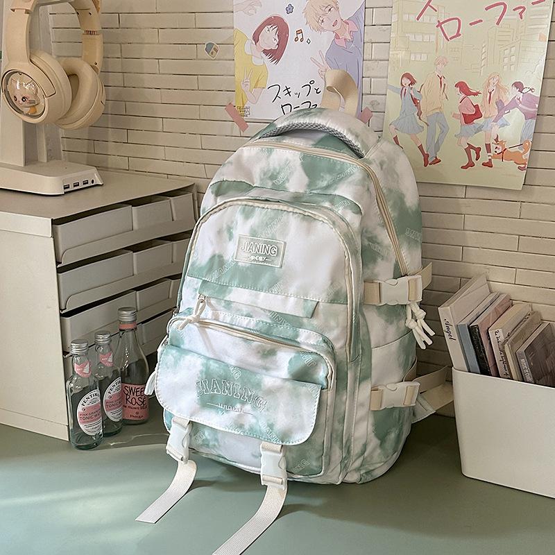 Trend Tie-dye Backpack, Male and Female College Students Schoolbag, Fashion Junior High School High School Students Backpack, Large Capacity Backpack