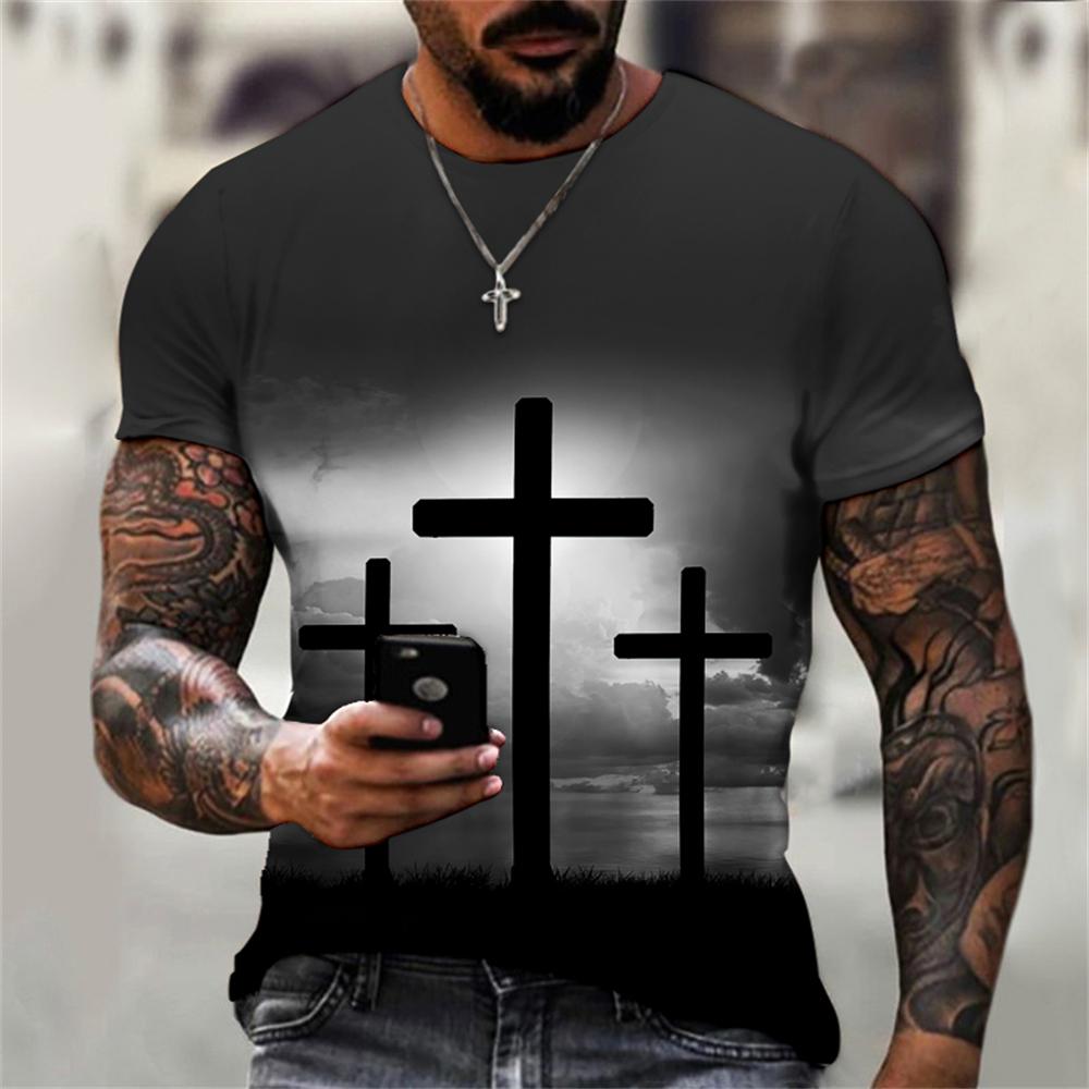 Vintage T-shirts For Unisex 3d Jesus Passion Print Short Sleeve Tops Summer Cross T Shirt Loose Oversized Tee Shirts Unisex Clothing