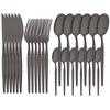 24Pcs Mirror Black Flatware Set Stainless Steel Dinner Knife Fork Coffee Spoon Cutlery Set Kitchen Tableware Dinnerware Set