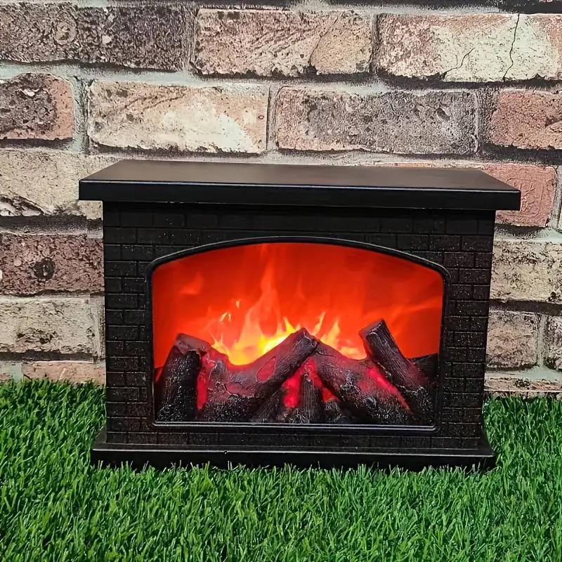 LED Kaminlampe Realistische Flamme Batterie USB Betrieben Vintage Stil für Innenraum Terrasse Weihnachten Halloween Tischdeko