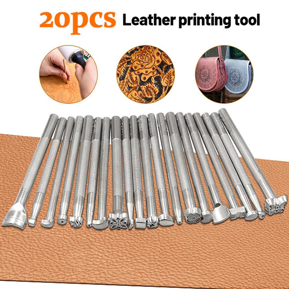 

20Pcs/Set Leather Stamping Tools Zinc Alloy Leathercraft Carving Kit DIY Vegetable Tanned Leather Stamping Tool Type A