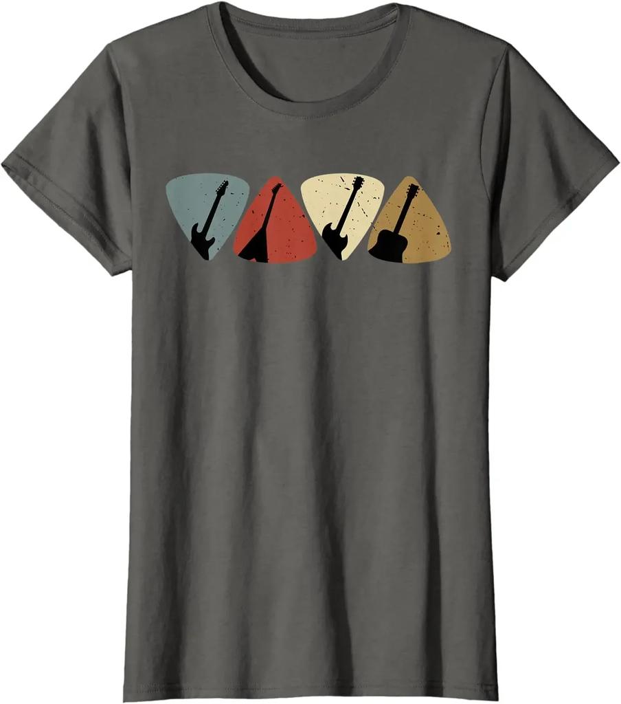 Retro Vintage Guitar Pick Player Guitarist Bassist Musician T-Shirt Cotton Daily Four Seasons Men Clothing Hombre Aesthetic