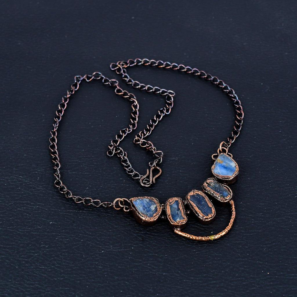 Kyanite Necklace, Gemstone Copper Electroformed Jewelry Necklace, Handmade Jewelry, For Anniversary Gift