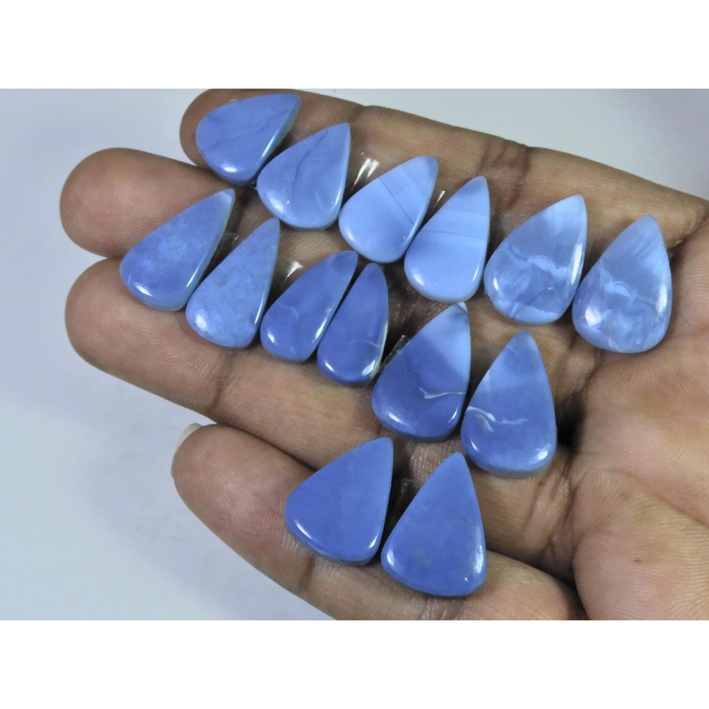 Natural Blue Opal Matched Pair Pear Cabochon Loose Gemstone 07 Pair Lot C-2049