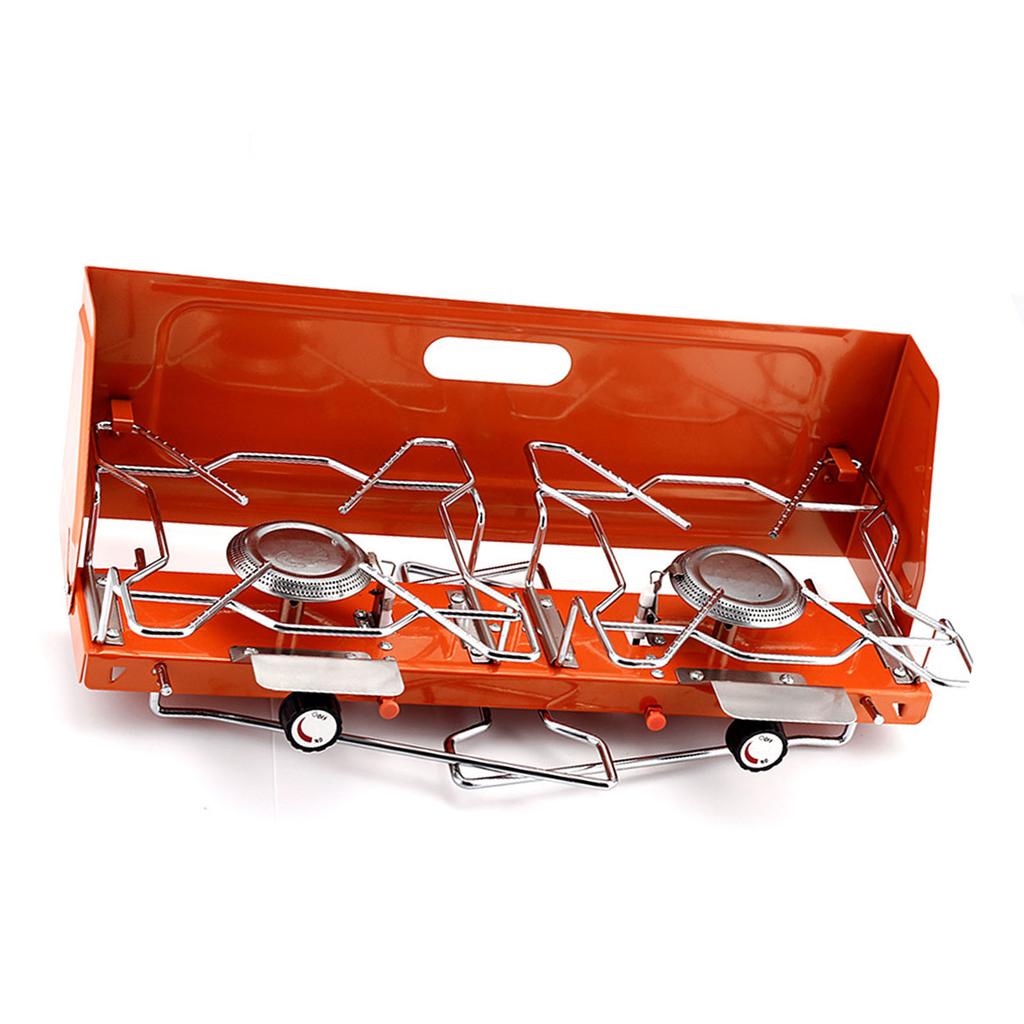 Double Burner Gas Stove Portable 2 Burner Outdoor Gas Stove with Foldable Legs Aluminum Alloy Camp Picnic Cooker