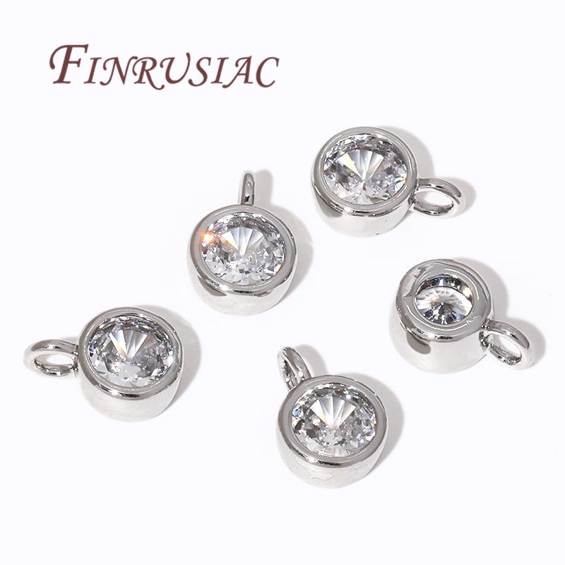 18K Gold Plated Brass with Rhinestone Charms For Jewelry,Round Pendant For Necklaces Making Findings,DIY Bracelets Accessories