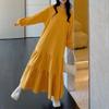 Long Sleeve Plus Fleece Thicken Dress Large Size Loose Lazy Wind Thermal Round Neck Long Solid Youth Comfortable Mermaid Dresses
