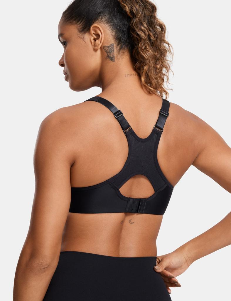 SYROKAN Sports Plus High Molded for and Size D95 Bra, Non-Slip, Size, Support, Cups, Racerback, Y-Back, Underwire, Running, Training, Fitness, Black,