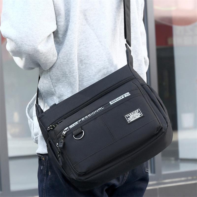 Men'S Crossbody Messenger Satchel - Multi-Layered Pockets, Adjustable Shoulder Strap, Business Single Shoulder Bag