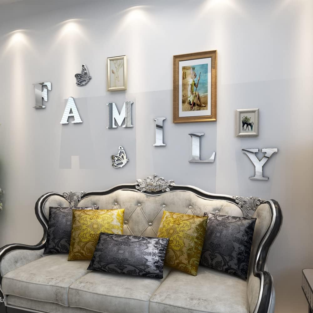 3D Mirror Wall Stickers English Letters Home Family Self-Adhesive DIY Acrylic Decals For Living Room Home Room Decoration