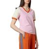 Adidas Originals Adicolor 70s Retro Series Color-Block V-Neck T-Shirt Women Tops Pink IK7886