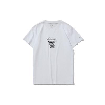 Li Ning Printed Crew Neck T-Shirt Men Tops White AHSQ511-1