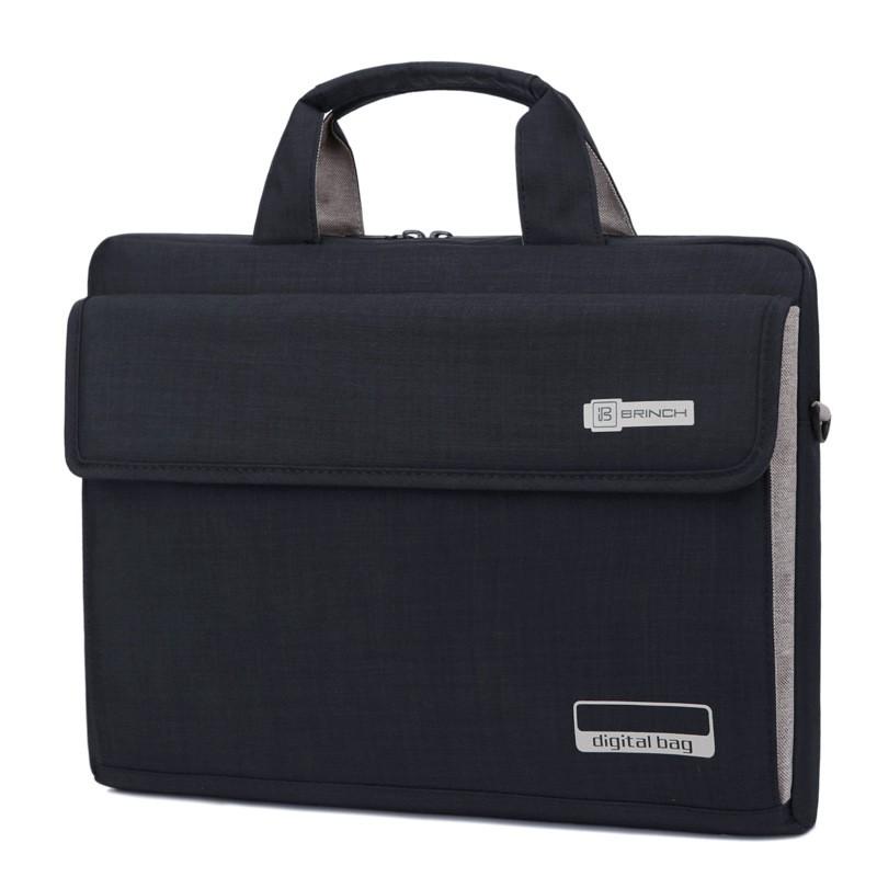 BRINCH Nylon Laptop Bag 14-16 Inch Notebook - Adjustable Crossbody Messenger With Inner Sleeve Water Resistant Shockproof