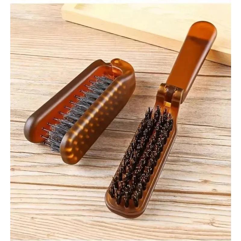 Foldable Hair Comb Portable Boar Bristle Hair Brush Hair Brush Head Massager Travel Combs Hair Styling Accessories