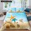 Beach Starfish Seashell King Queen Duvet Cover White Ocean Creatures Bedding Set Hawaii Quilt Cover Polyester Comforter Cover
